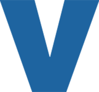 Blue dropcap digital image of the letter V