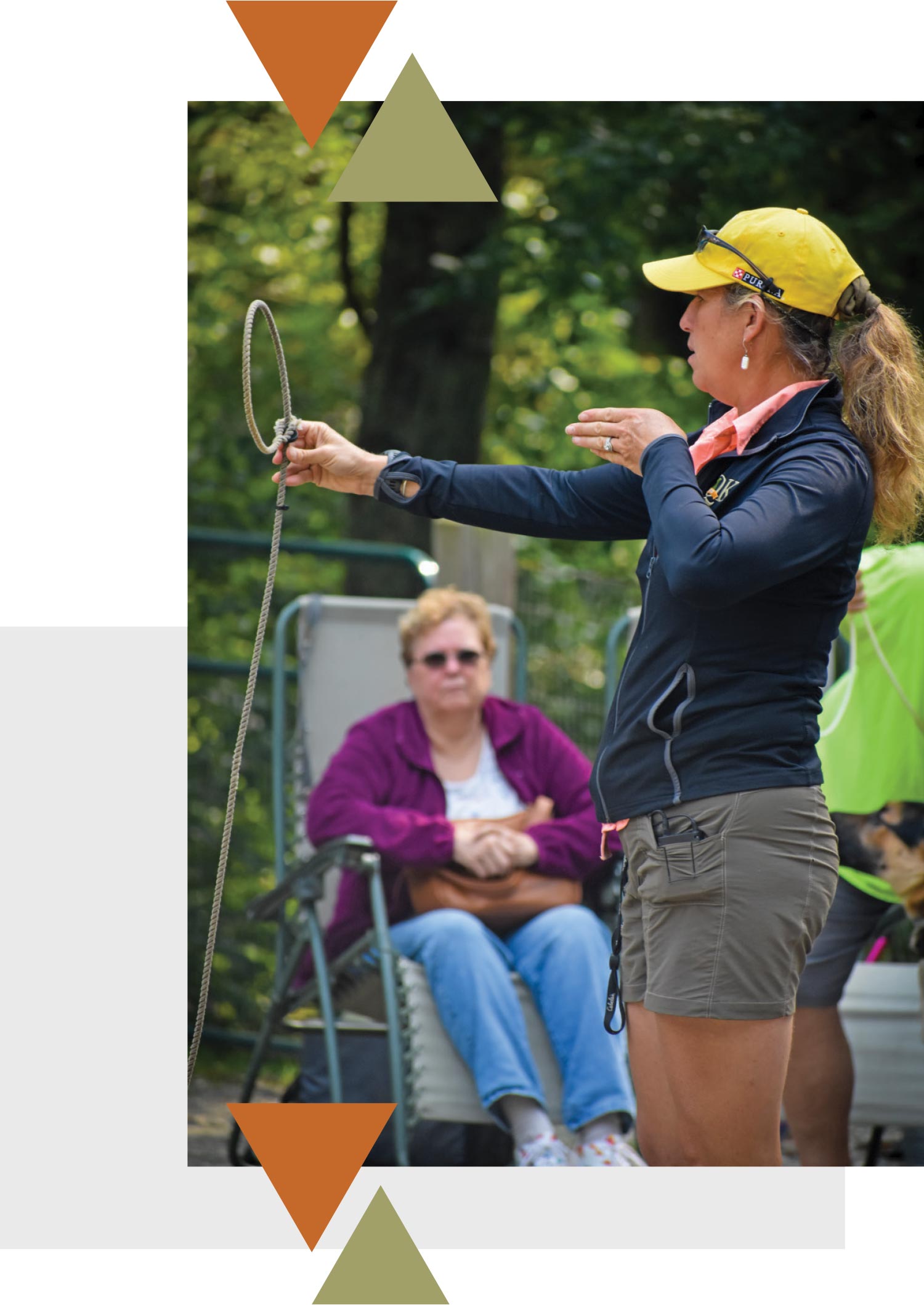 Jennifer Broome holds a rope while performing a training exercise