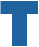 Blue dropcap digital image of the letter T