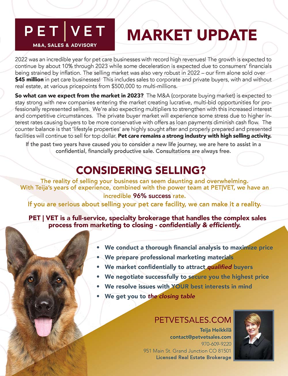 Pet | Vet M&A, Sales & Advisory Advertisement