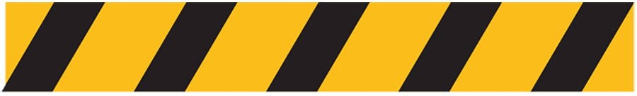 An illustrative representation of a yellow caution warning symbol banner that has five black stripes across