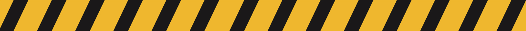 An illustrative representation of a yellow caution warning symbol banner that has fourteen black stripes across