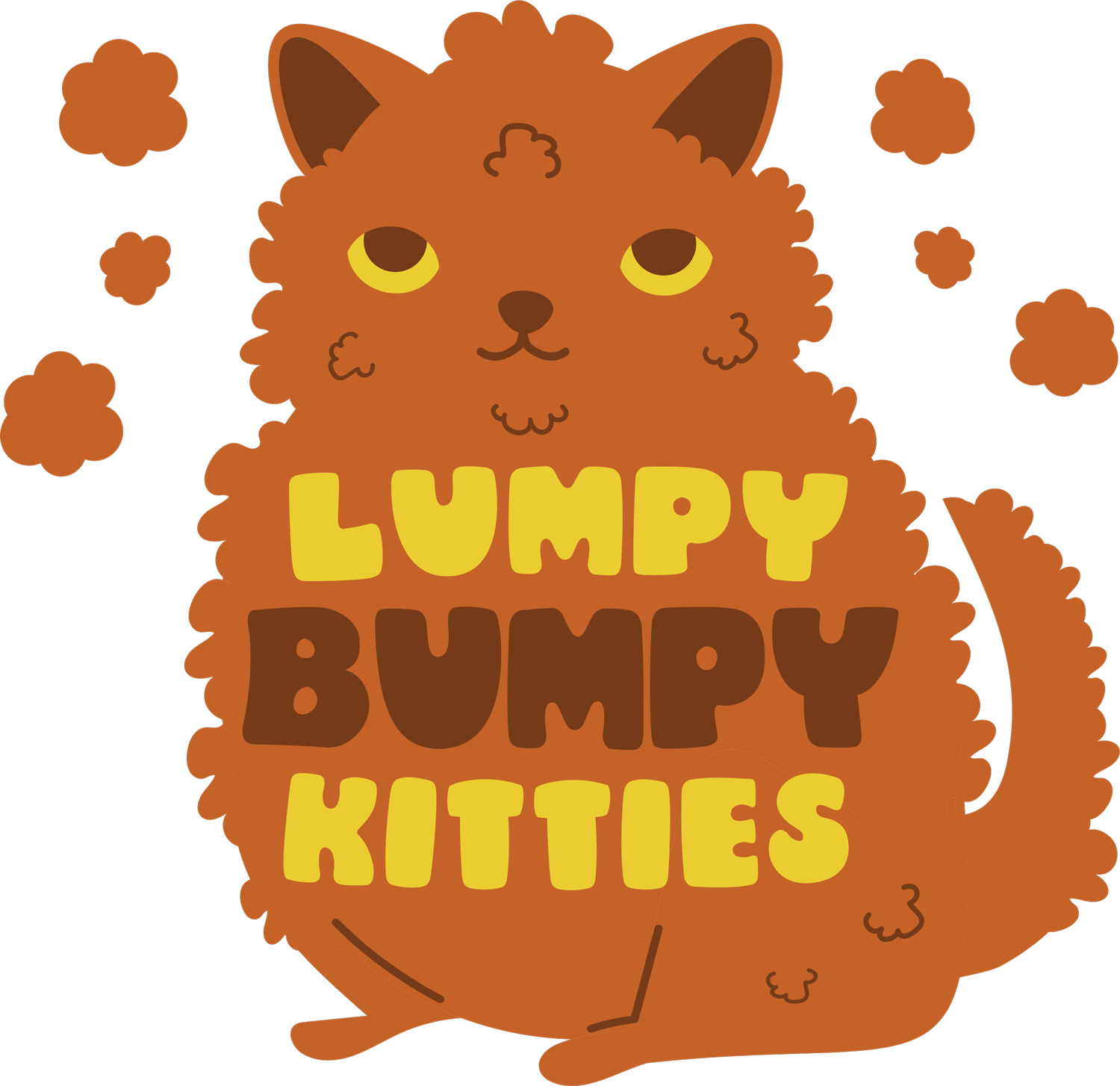 Lumpy Bumpy Kitties with orange furry cat illustration