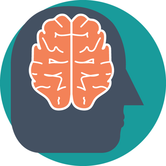 digital illustration of a brain inside a silhouette of a head