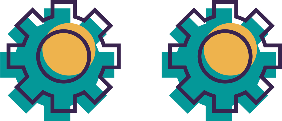 digital illustration of two gears
