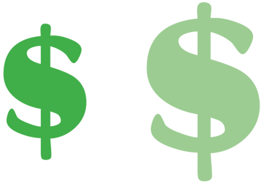 Two green money dollar currency symbols
