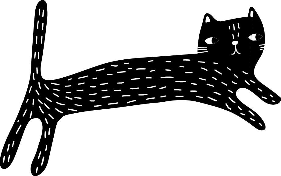Illustration of black cat leaping