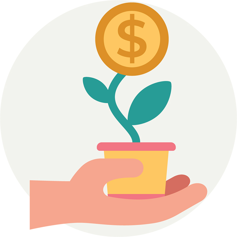 icon of hand holding potted money plant