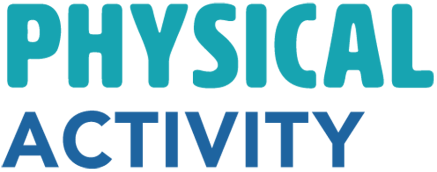 Physical Activity typographic header - the word physical is in turquoise while the word activity is in dark blue