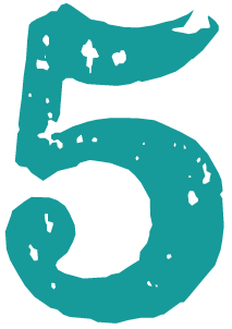 Turquoise numeral 5 dropcap