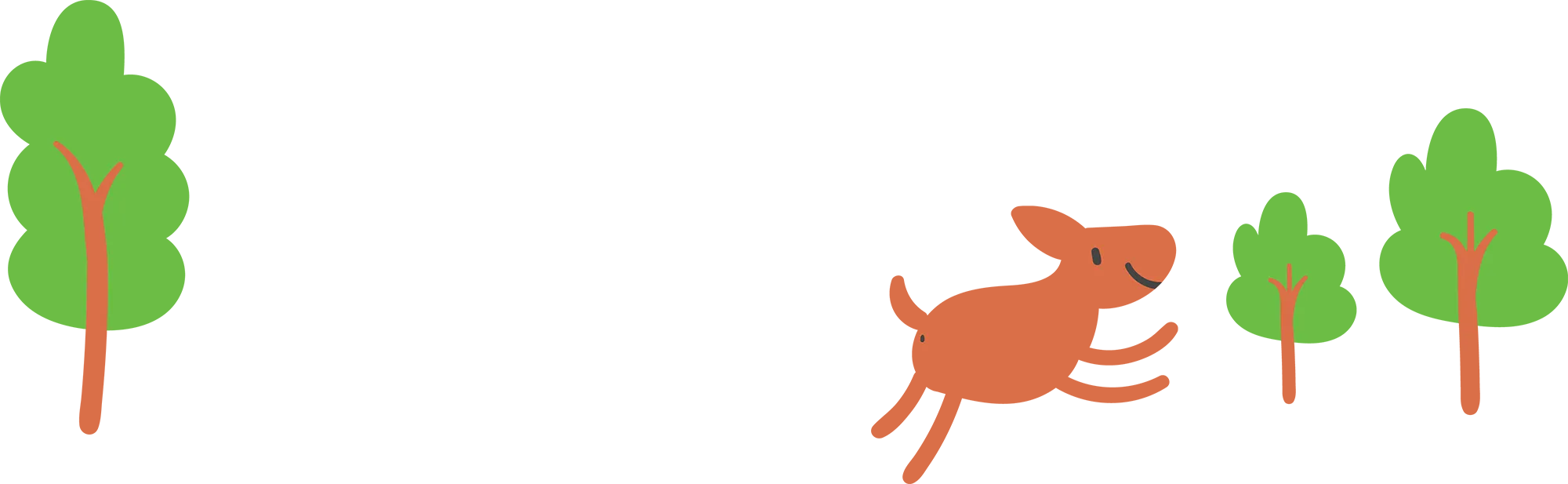 clipart of a dog and three trees