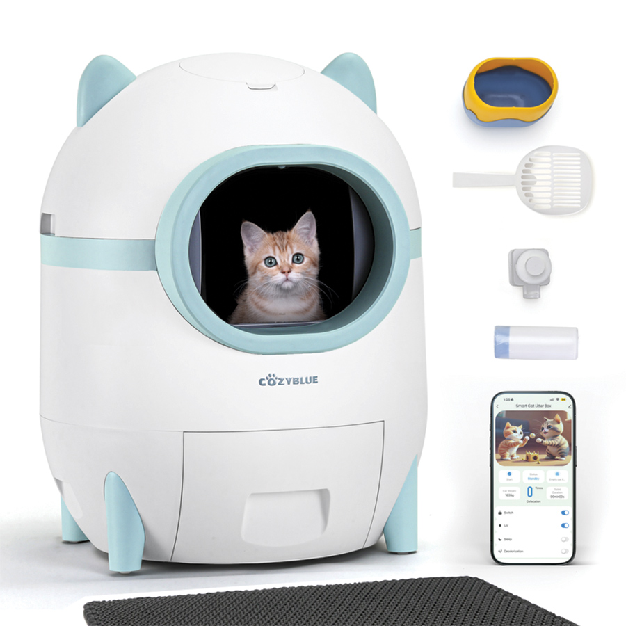 COZYBLUE Always-Open Self-Cleaning Cat Litter Box product model image