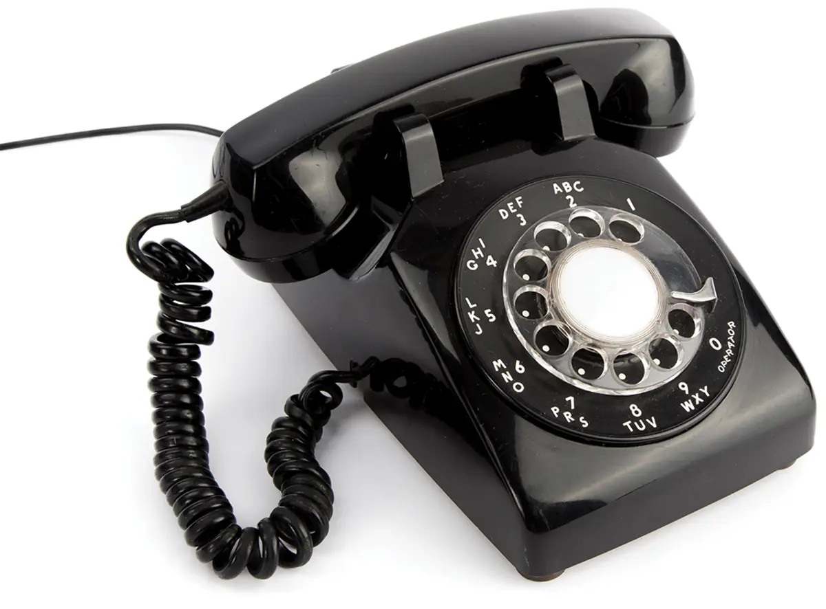 Black rotary dial telephone