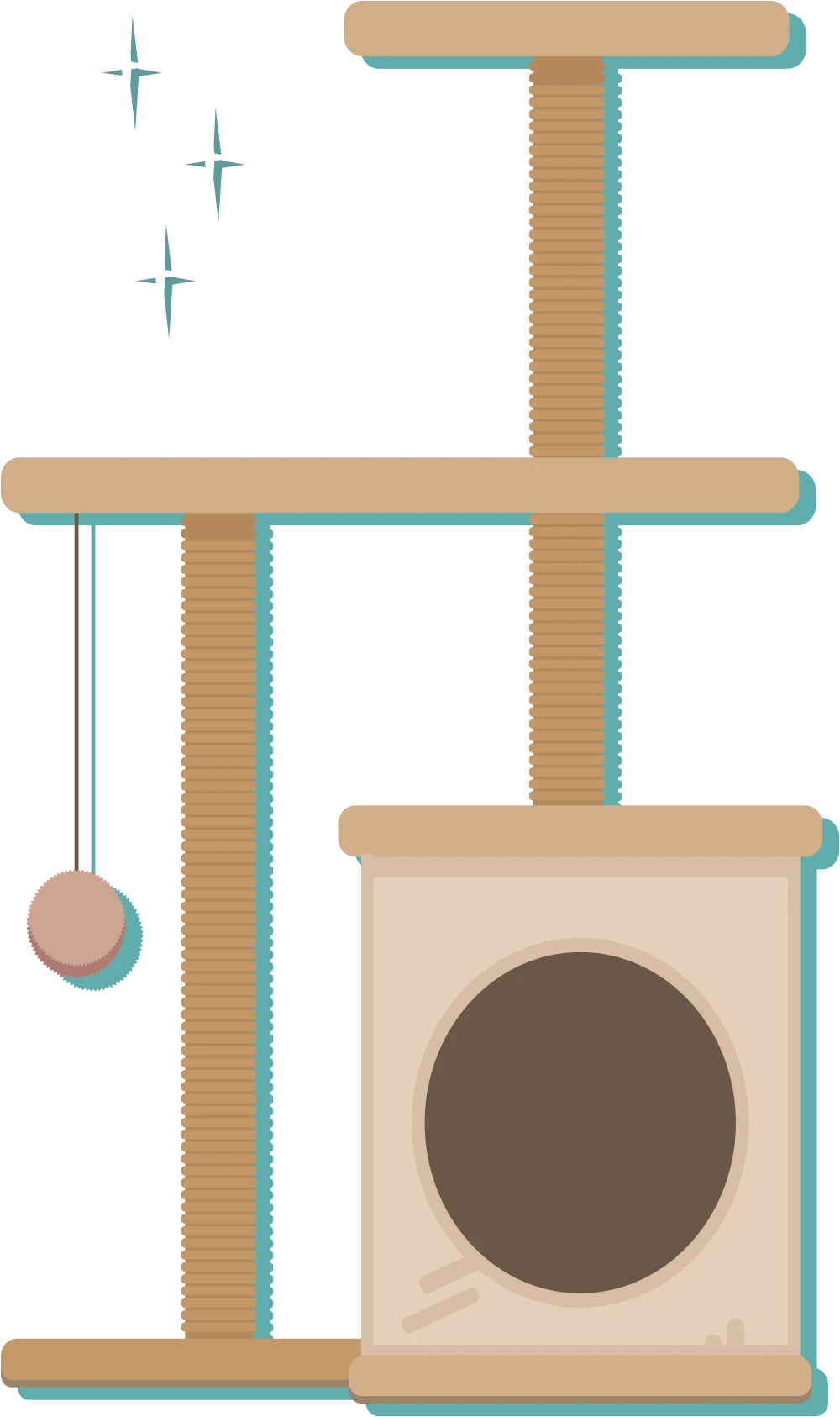 digital illustration of a cat tree with sparkles around it