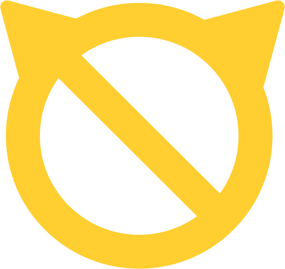 Yellow cancel symbol with cat ears