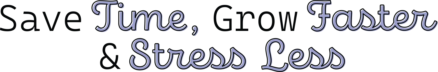 Save Time, Grow Faster & Stress Less typography