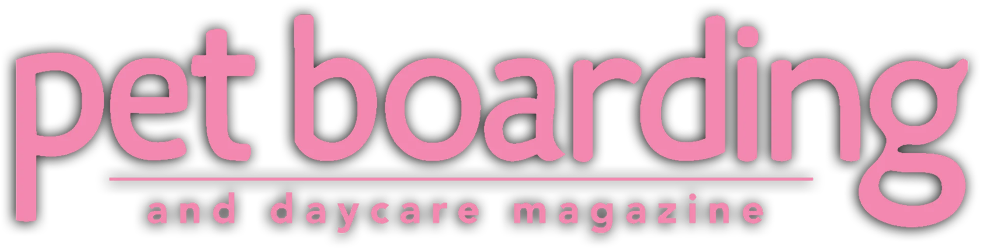 Pet Boarding and Daycare Magazine masthead in vibrant pink