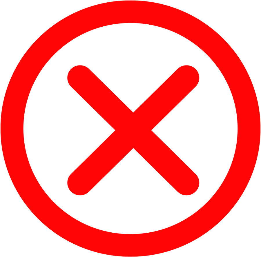 red x in a red circle