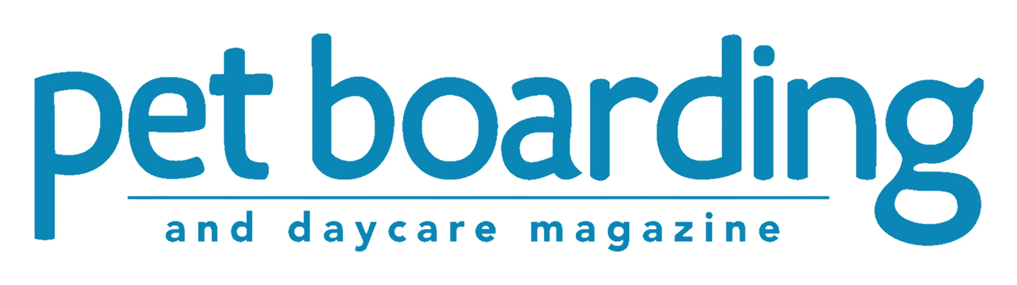 Pet Boarding and Daycare Magazine masthead in muted blue