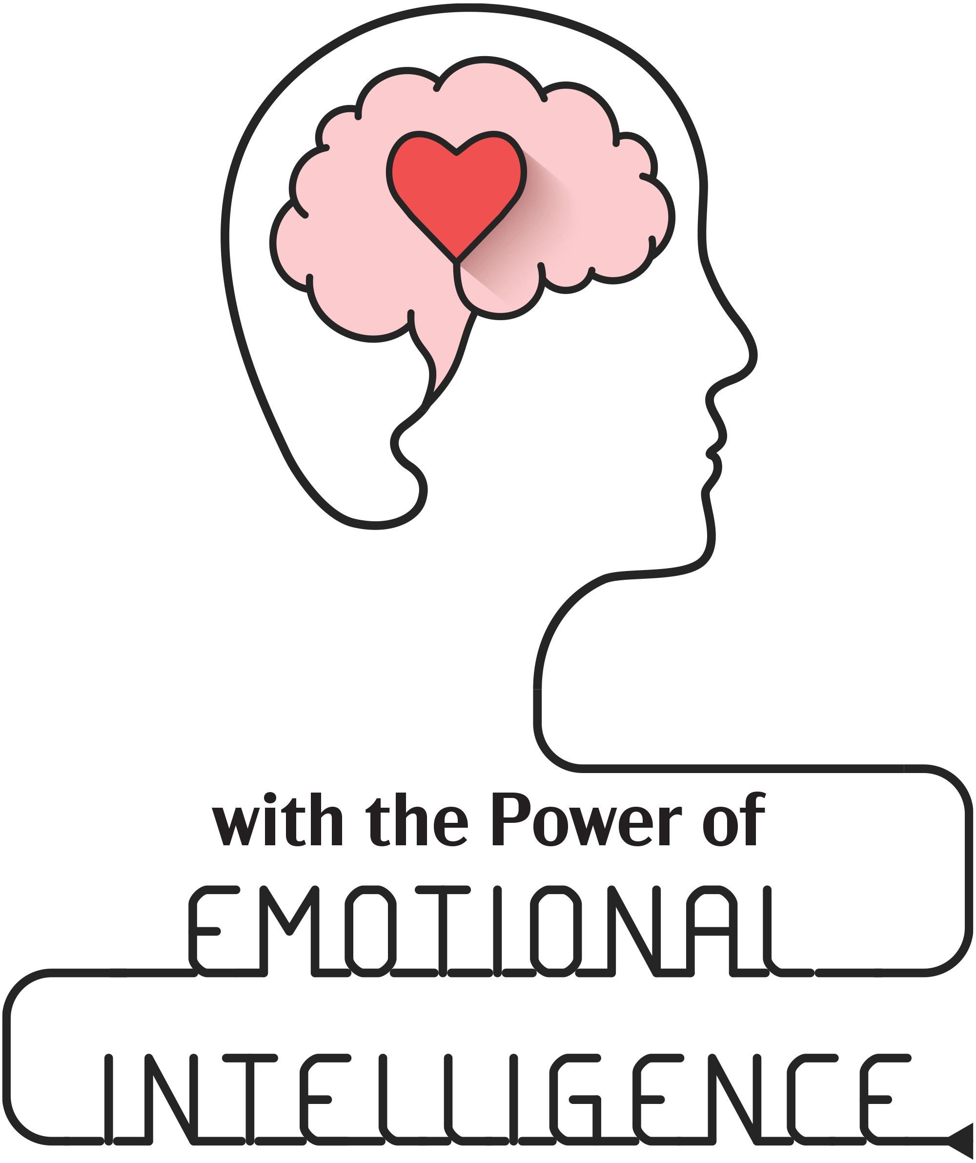  A black silhouette of a human head and upper shoulders. Inside the head, there is a large, pink thought bubble or brain graphic containing a smaller red heart with a black outline, symbolizing emotion or empathy. Below the silhouette, the text reads: "Unlock your Pet Care Potential with the Power of EMOTIONAL INTELLIGENCE".
