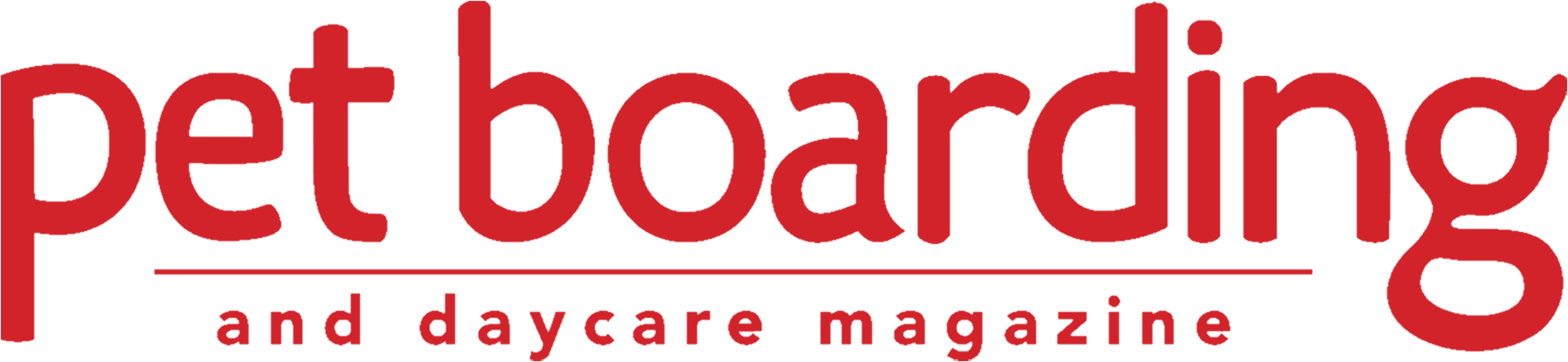 Pet Boarding and Daycare Magazine masthead in red