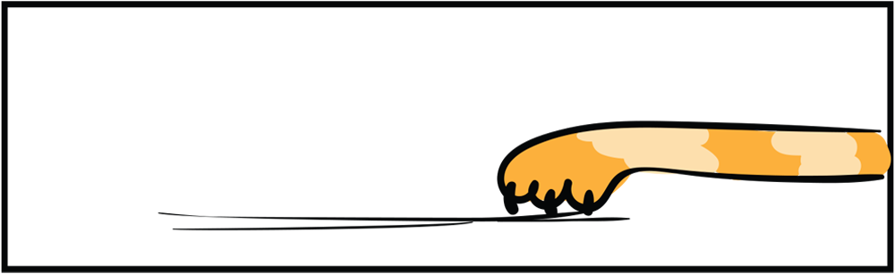 a single cartoon panel depicting a cat claw scratching