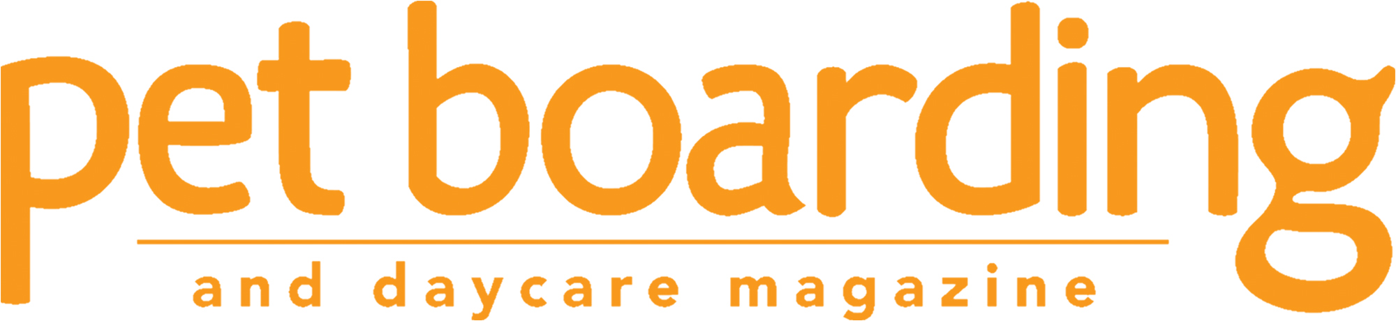Pet Boarding and Daycare Magazine masthead in orange