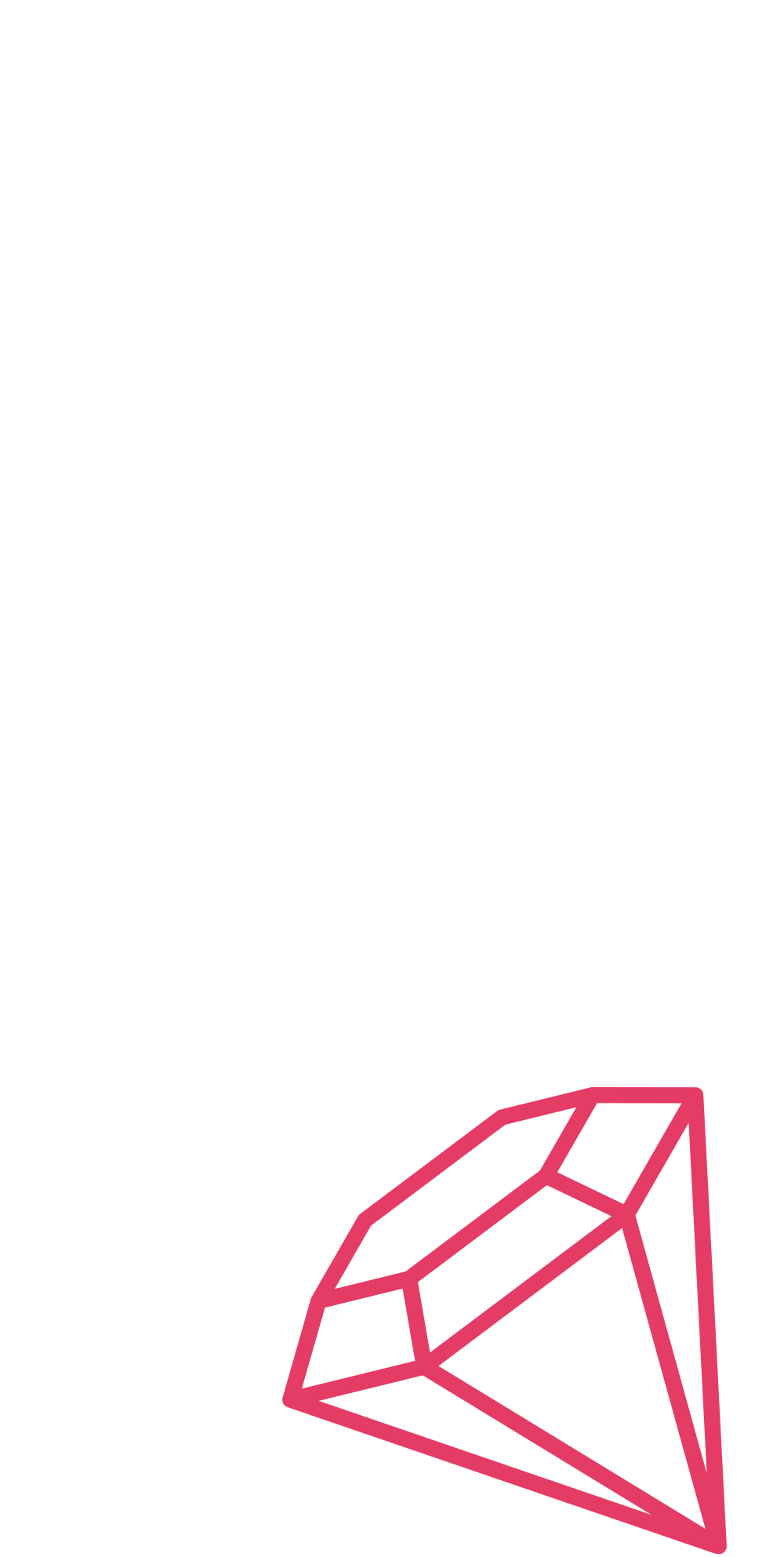 Graphic illustration of a single large pink diamond