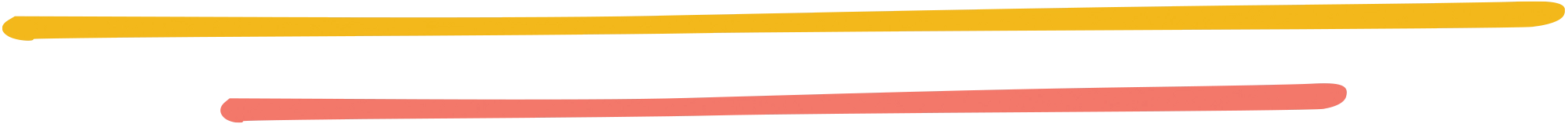 Two simple, hand-drawn horizontal lines in yellow and coral pink, appearing like stylized brushstrokes or underlines.