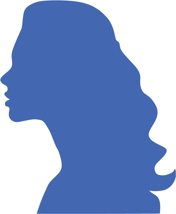 woman's silhouette profile in blue