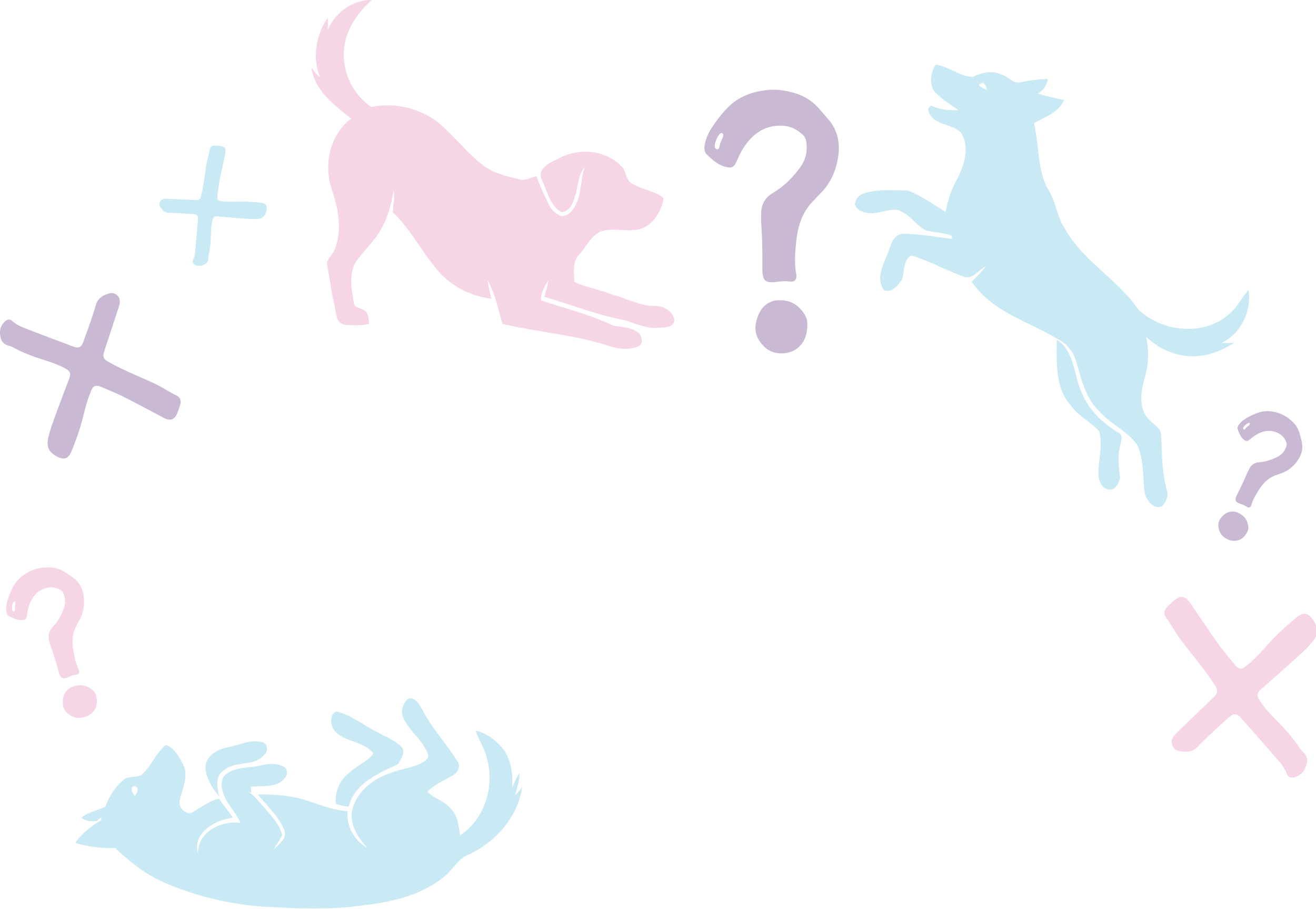 A graphic featuring dog silhouettes